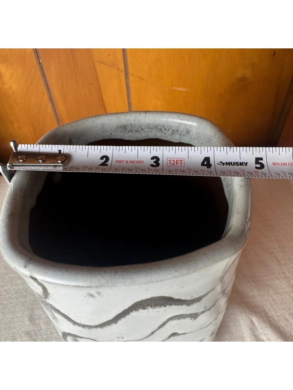 Vintage Studio Pottery Vase Black White Abstract Ceramic 10 Inch